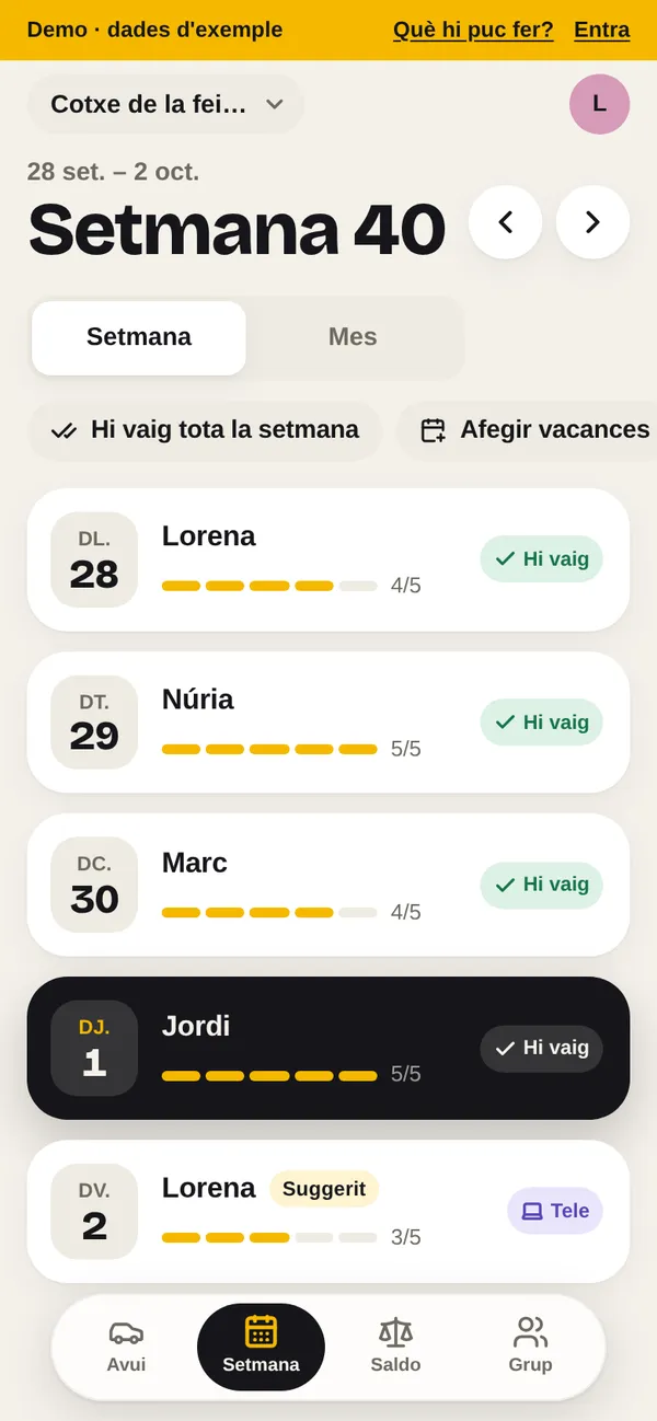 Cada dia, una targeta